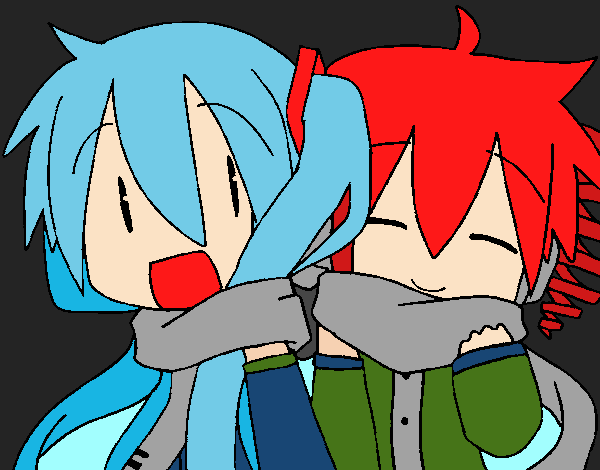 Miku y Len con bufanda