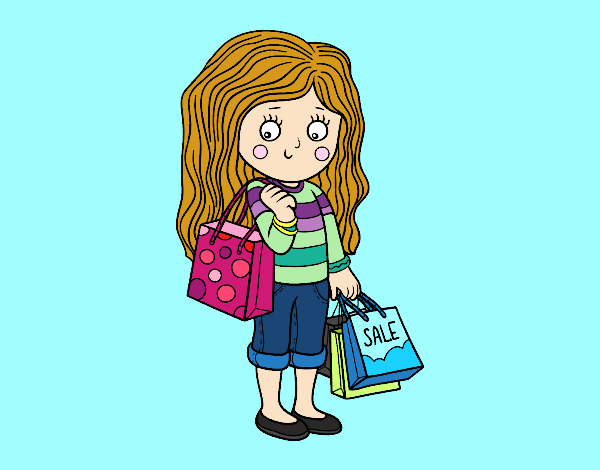 Niña con compras de verano