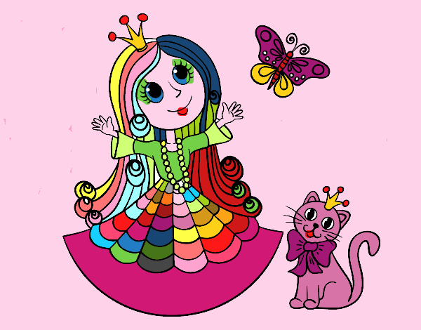 Princesa con gato y mariposa