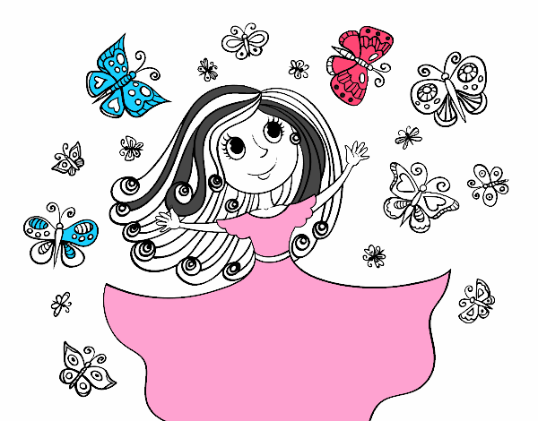 Dibujo Princesa de las mariposas pintado por mnelamb