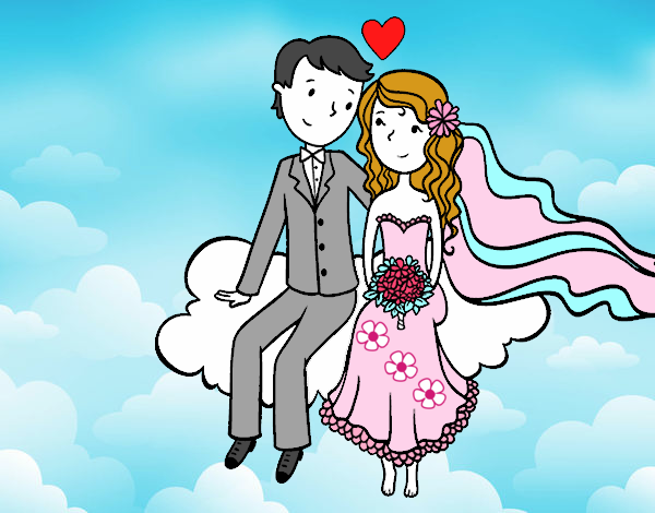 Recién casados en una nube