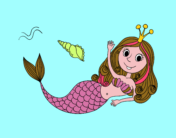 Dibujo Sirena saludando pintado por majo5737