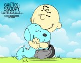 Snoopy y Carlitos abrazados