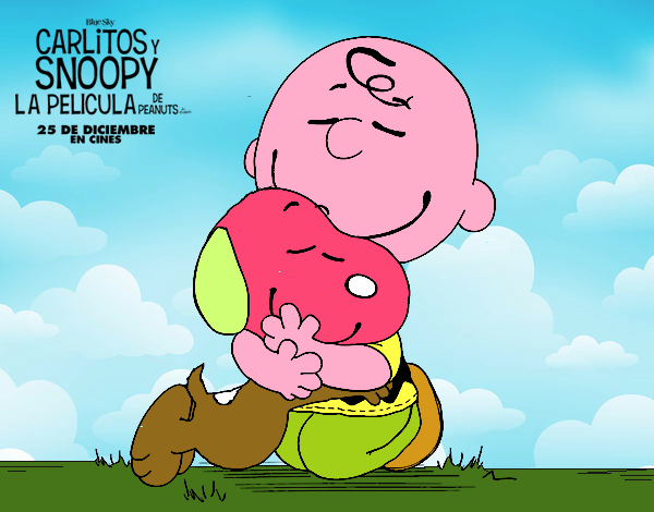 Snoopy y Carlitos abrazados