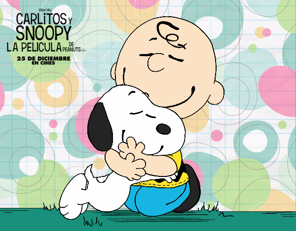 Snoopy y Carlitos abrazados