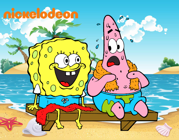 Bob Esponja y Patricio en bañador