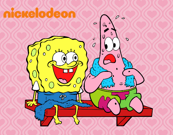 Bob Esponja y Patricio en bañador