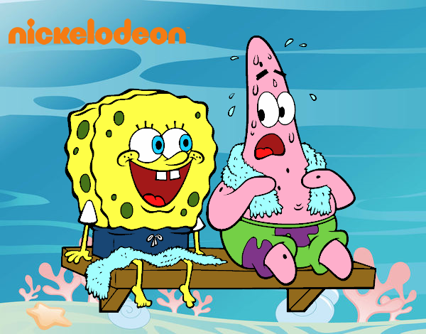 Bob Esponja y Patricio en bañador