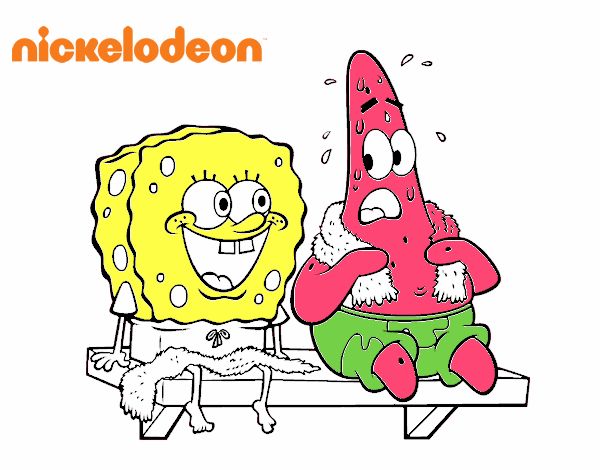 Bob Esponja y Patricio en bañador