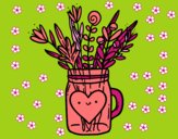 Dibujo Bote con flores silvestres y un corazón pintado por macri