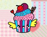 Cupcake kawaii con cereza