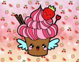 Cupcake kawaii con fresa