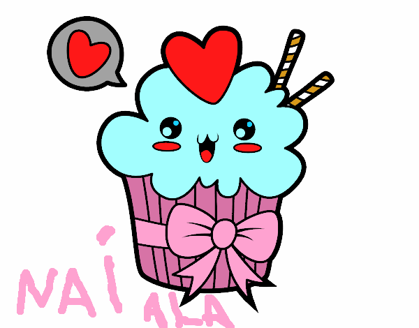 Cupcake kawaii con lazo