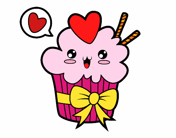 Cupcake kawaii con lazo