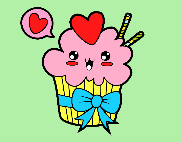 Cupcake kawaii con lazo