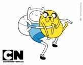 Dibujo Finn y Jake abrazados pintado por fernanfloo