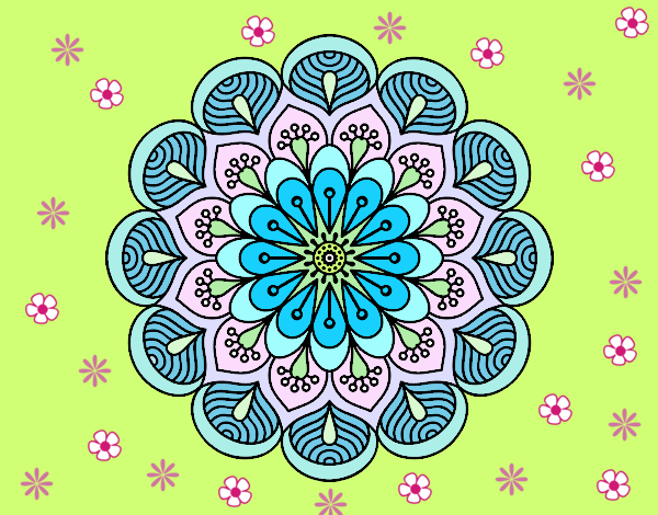 Dibujo Mandala flor y hojas pintado por SANDRUSKY