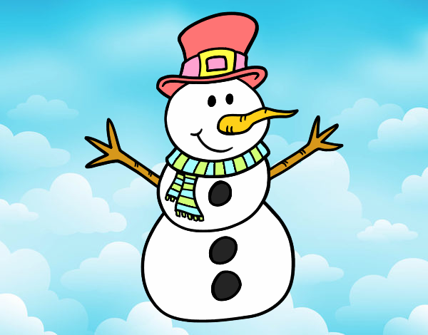 Dibujo Muñeco de nieve con sombrero pintado por Lucia626