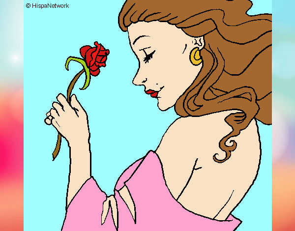 Dibujo Princesa con una rosa pintado por DiamondB