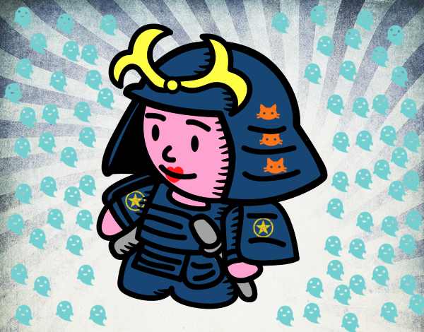 Dibujo Samurái con armadura pintado por mechitas17