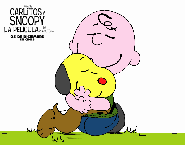 Snoopy y Carlitos abrazados