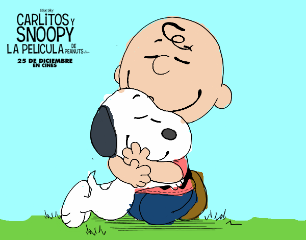 Snoopy y Carlitos abrazados