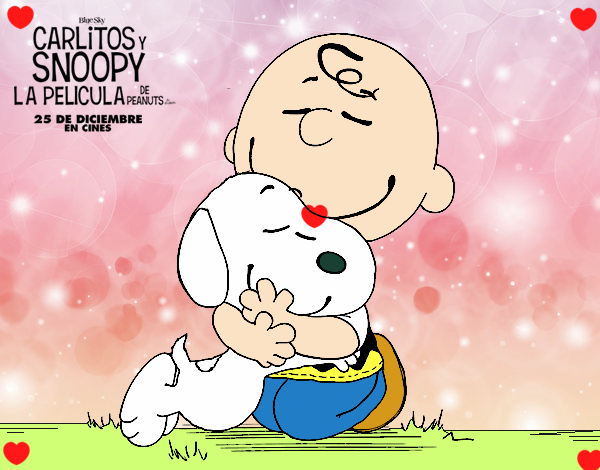 Snoopy y Carlitos abrazados