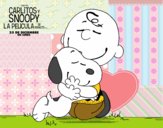 Snoopy y Carlitos abrazados