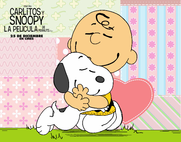 Snoopy y Carlitos abrazados