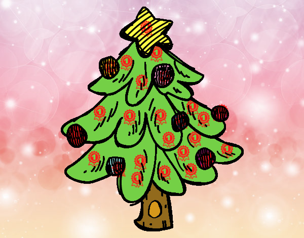 Dibujo Un árbol Navidad pintado por noramision