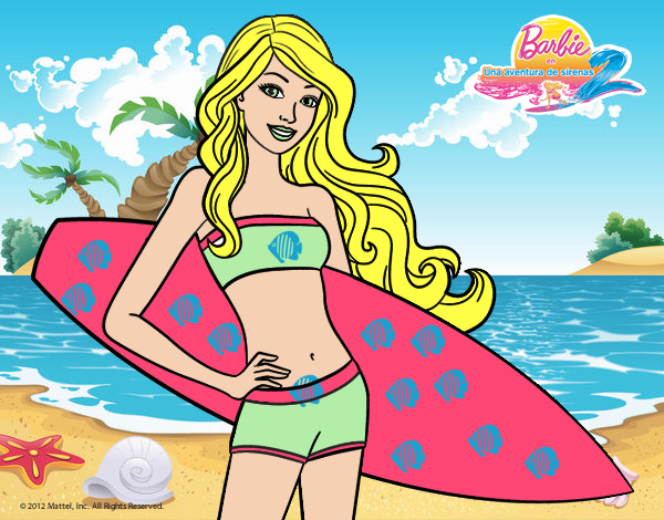 Barbie con tabla de surf