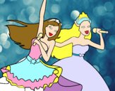 Dibujo Barbie y la princesa cantando pintado por jenniferca