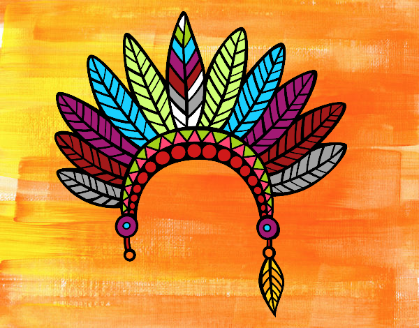 Dibujo de Corona de plumas india pintado por en Dibujos.net el día 03-04-20  a las 18:10:35. Imprime, pinta o colorea tus propios dibujos!