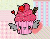 Cupcake kawaii con cereza