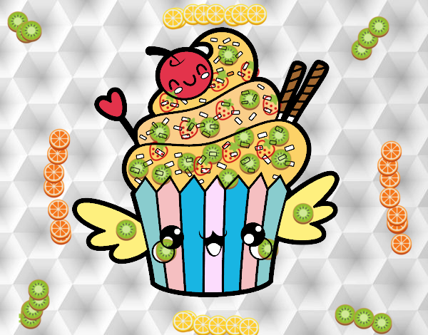 un cupcake kawaii