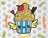 Cupcake kawaii con cereza