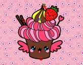 Cupcake kawaii con fresa