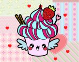 Dibujo Cupcake kawaii con fresa pintado por beyli