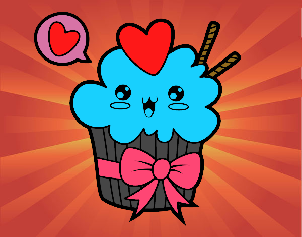 Cupcake kawaii con lazo