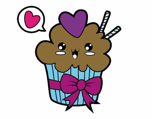 Cupcake kawaii con lazo