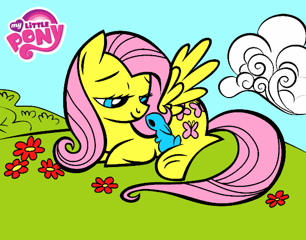 Fluttershy con un conejito