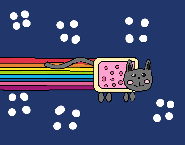 Dibujo Gato arcoíris pintado por mangli