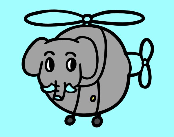 Helióptero con elefante