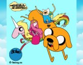 Jake, Finn, la princesa Chicle y Lady Arco Iris