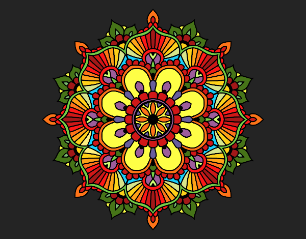 Dibujo Mandala destello floral pintado por queyla