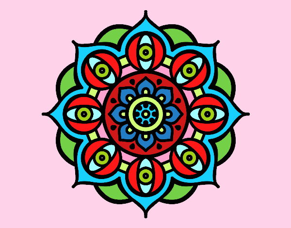 Dibujo Mandala ojos abiertos pintado por R2016