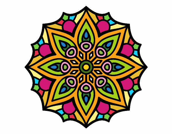 Dibujo Mandala simetría sencilla pintado por colibri49