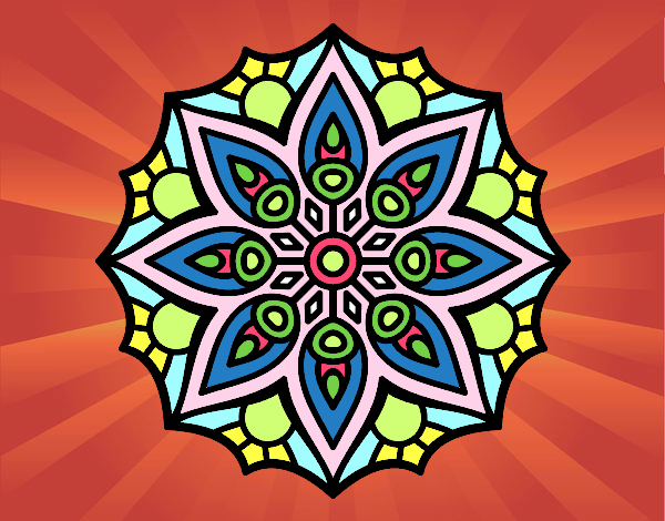 Dibujo Mandala simetría sencilla pintado por R2016