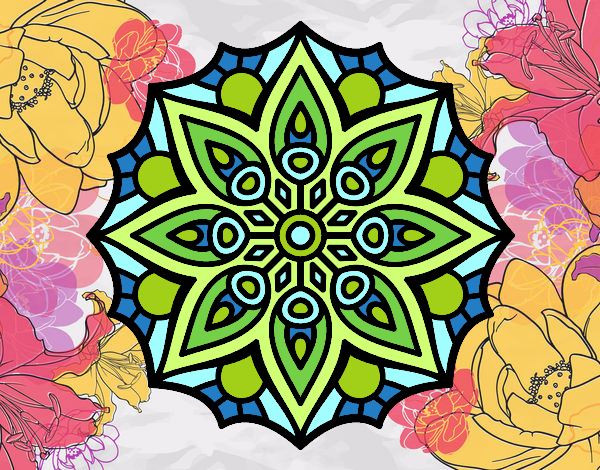 Dibujo Mandala simetría sencilla pintado por R2016