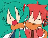 Miku y Len con bufanda